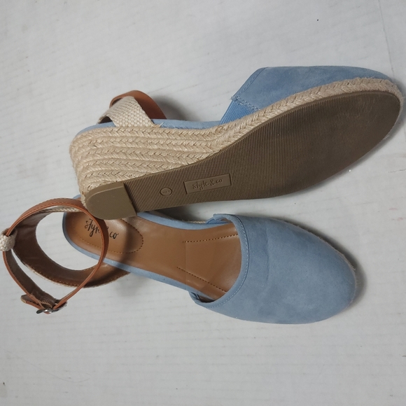 Style and Co. Mailiena Blue Ankle Straps Close Toe Wedges Sandals Size 9M - Picture 8 of 11